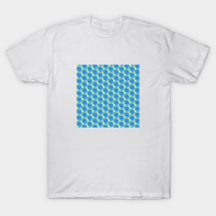 Blue Abstract Lines and Shapes Pattern T-Shirt